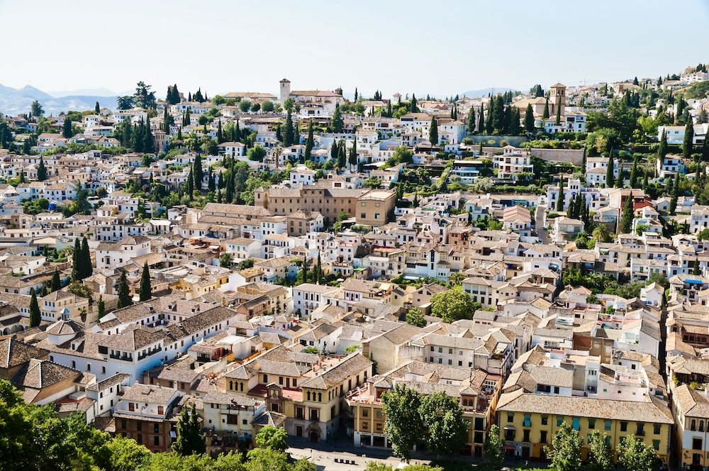 A beautiful view of Granada on a gloomy day in Spain