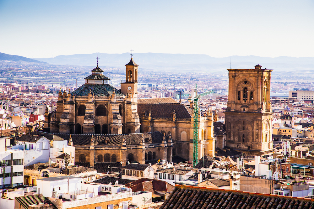 the picturesque Albaicin district in Granada on a sunny summer afternoon. Andalusia Spain.